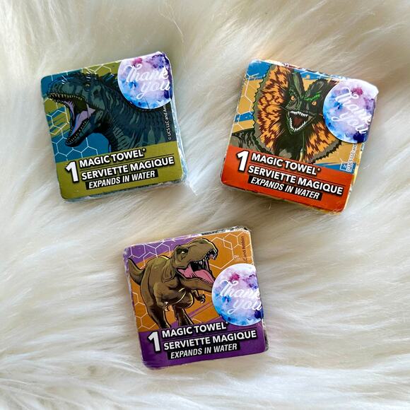 Jurassic World 3 Magic Expanding Cotton 11"x11" Dinosaur Washcloths / Towels - Picture 8 of 8